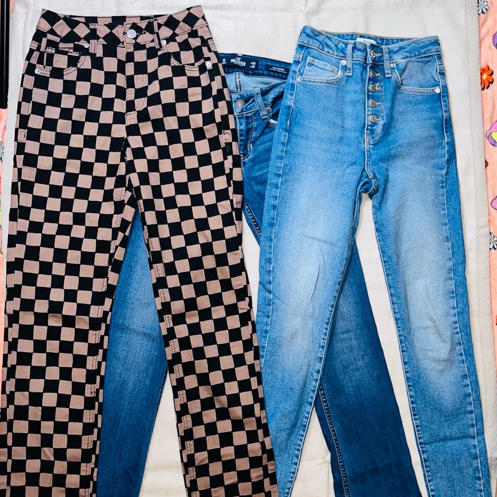 Hollister Black and Blue Straight Leg Jeans